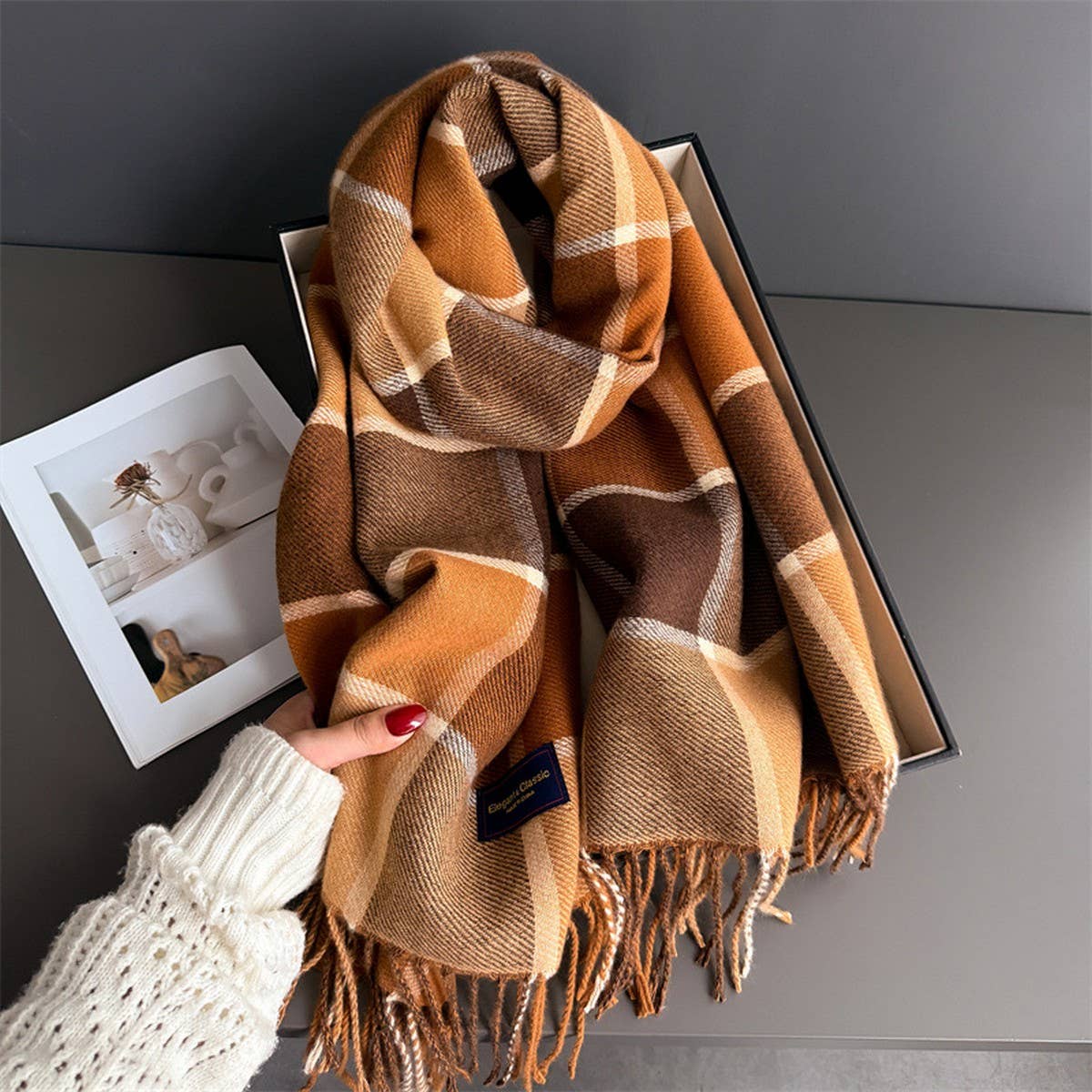 Vintage Soft Cashmere Feel Tassel Winter Scarf_Cwasc03236