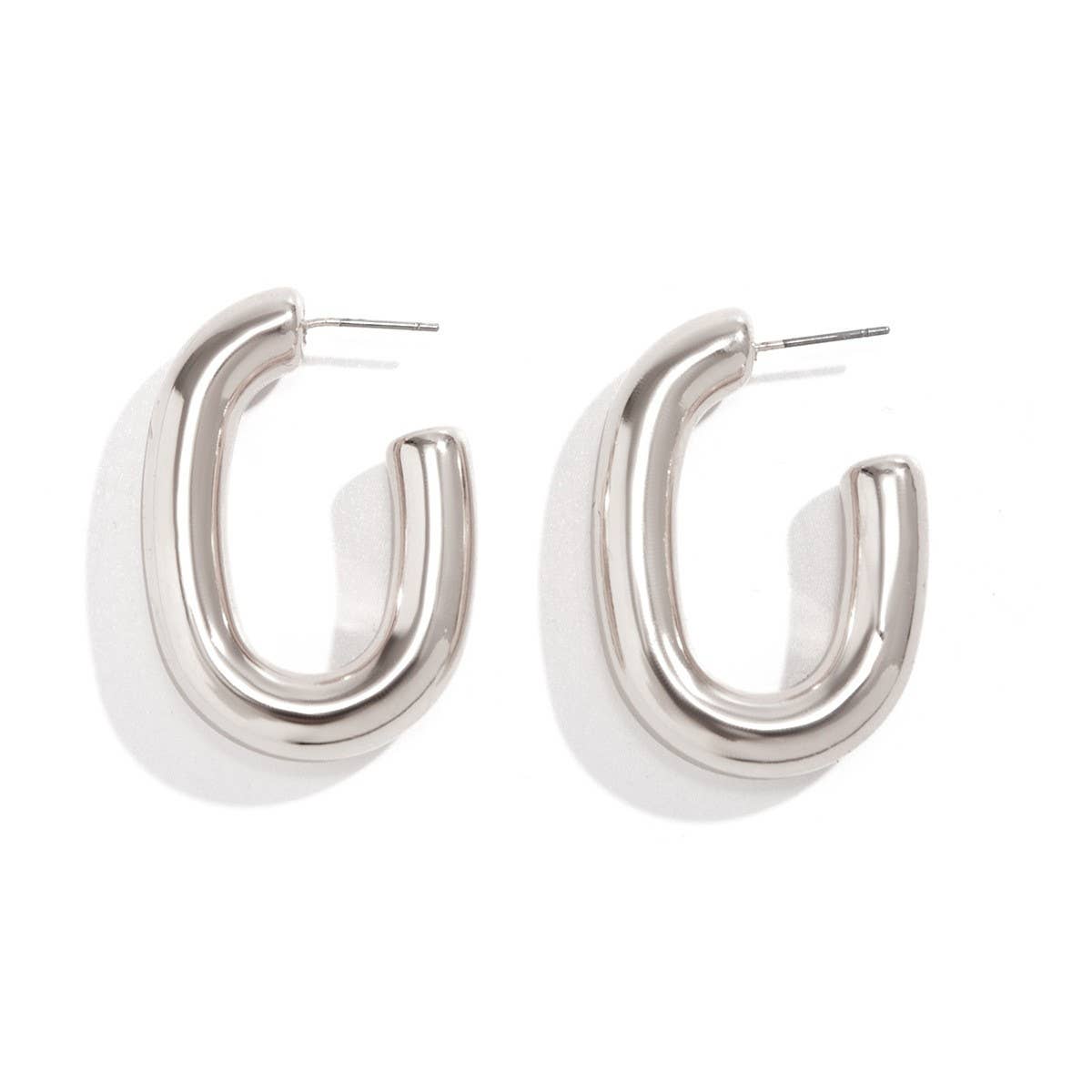 METAL WIND CIRCULAR RING THICK CHAIN EARRINGS_CWAJE1153
