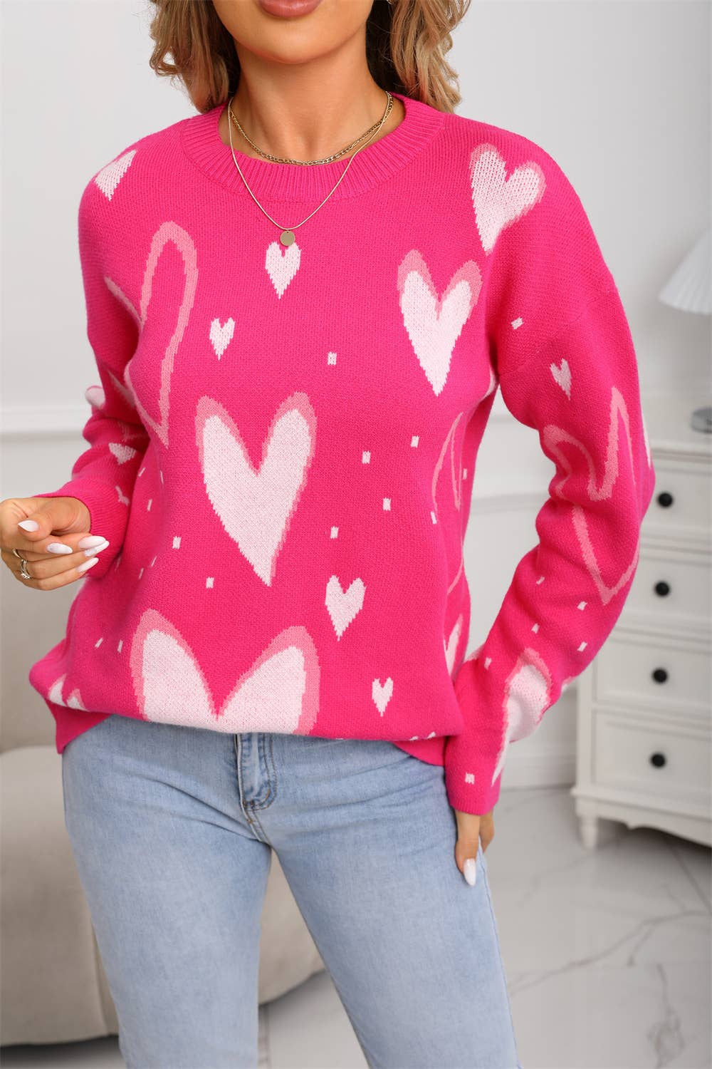 Valentines Day Love Jacquard Loose Knitwear