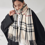 PLAID FAUX CASHMERE SCARF SWEET MID LENGTH WRAP_CWASC0190