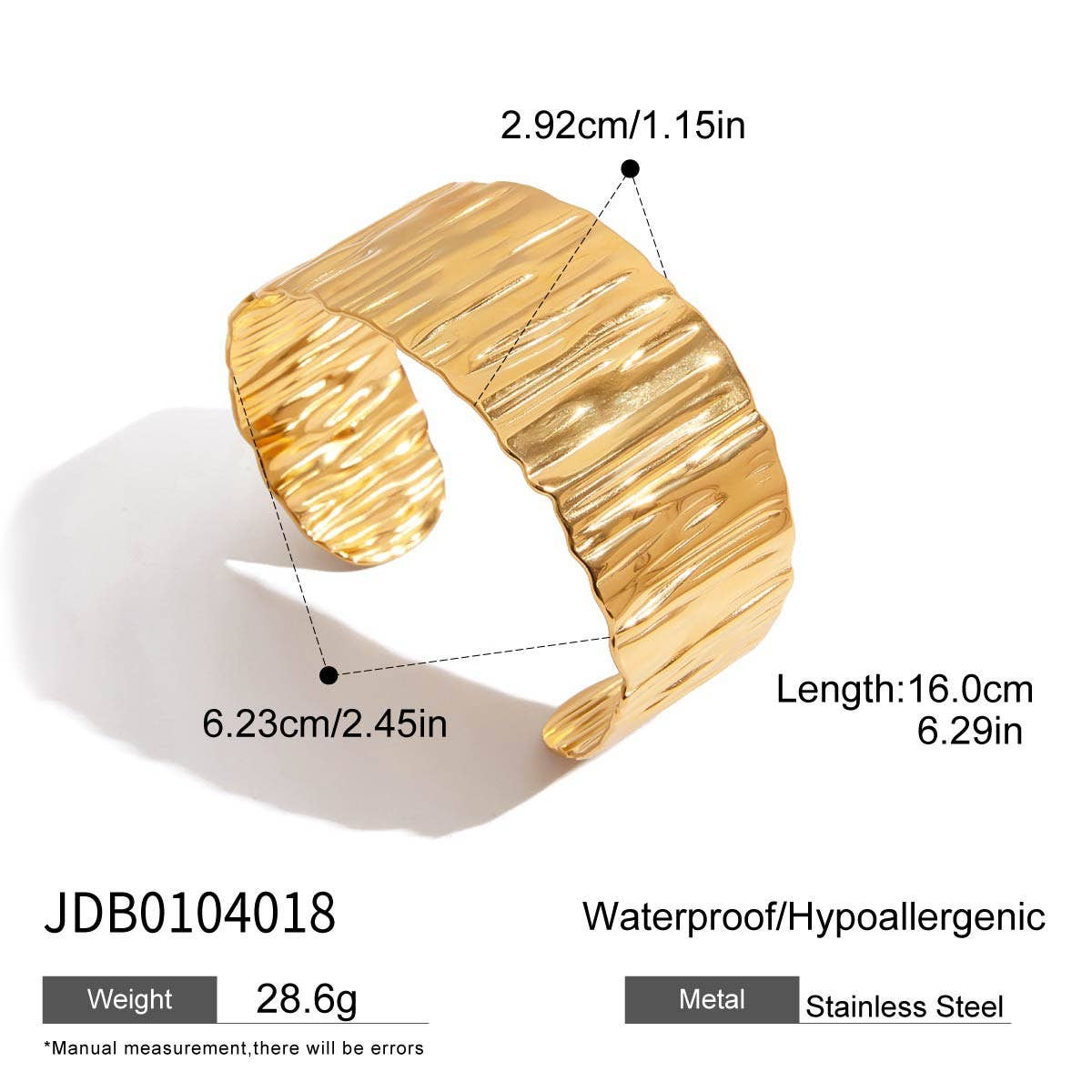 MINIMALIST 18K GOLD WIDE TEXTURED OPEN CUFF_CWAJE4838