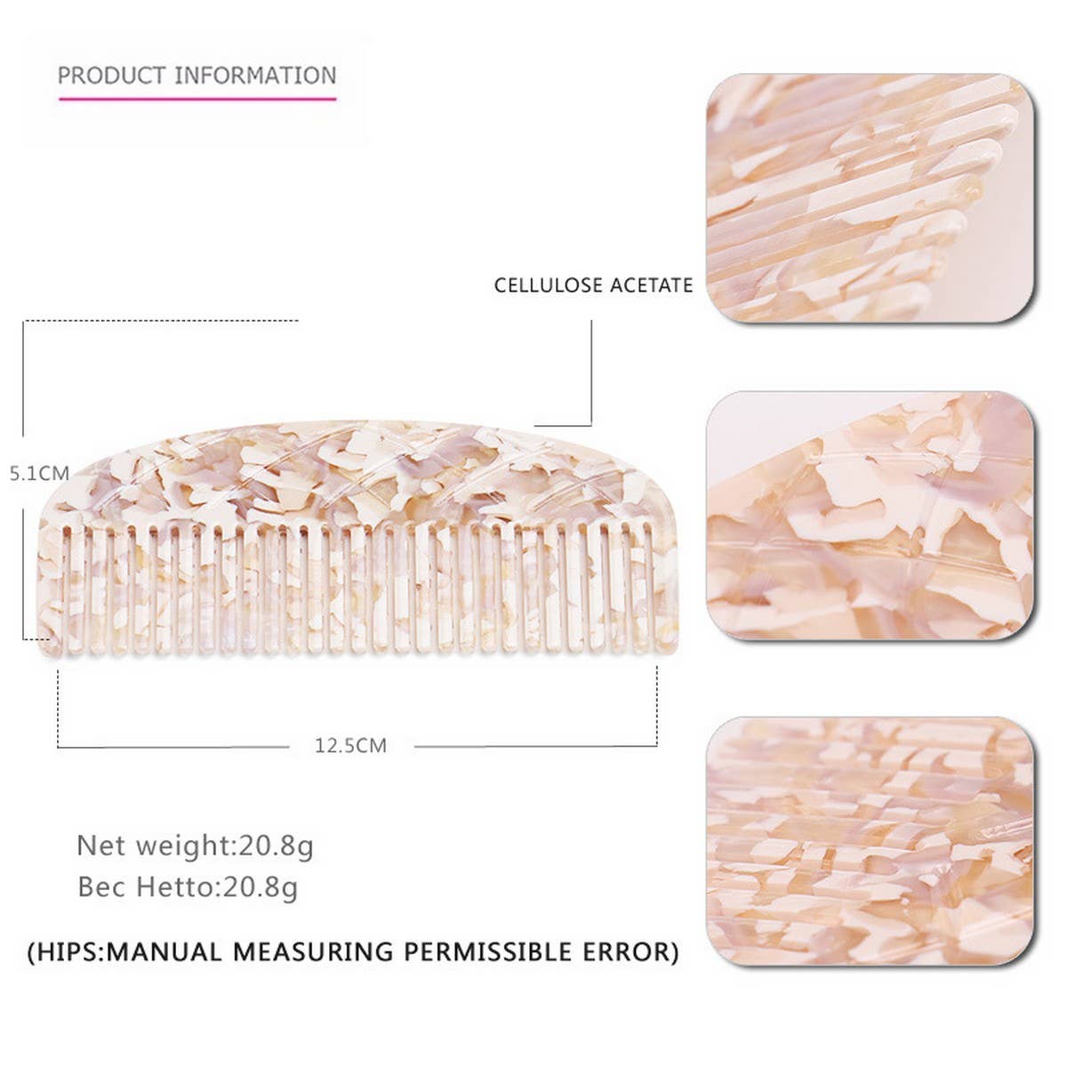 ACETATE SHEET COMB THICK GRADIENT TEETH HAIR COMB_CWAHA4190
