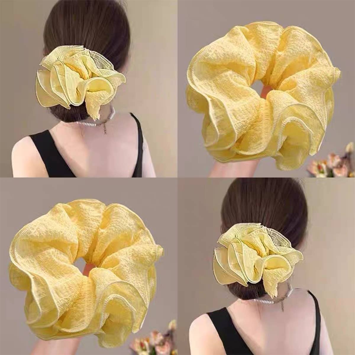 Large Blue Chiffon Scrunchie Ponytail Holder_Cwaha07529