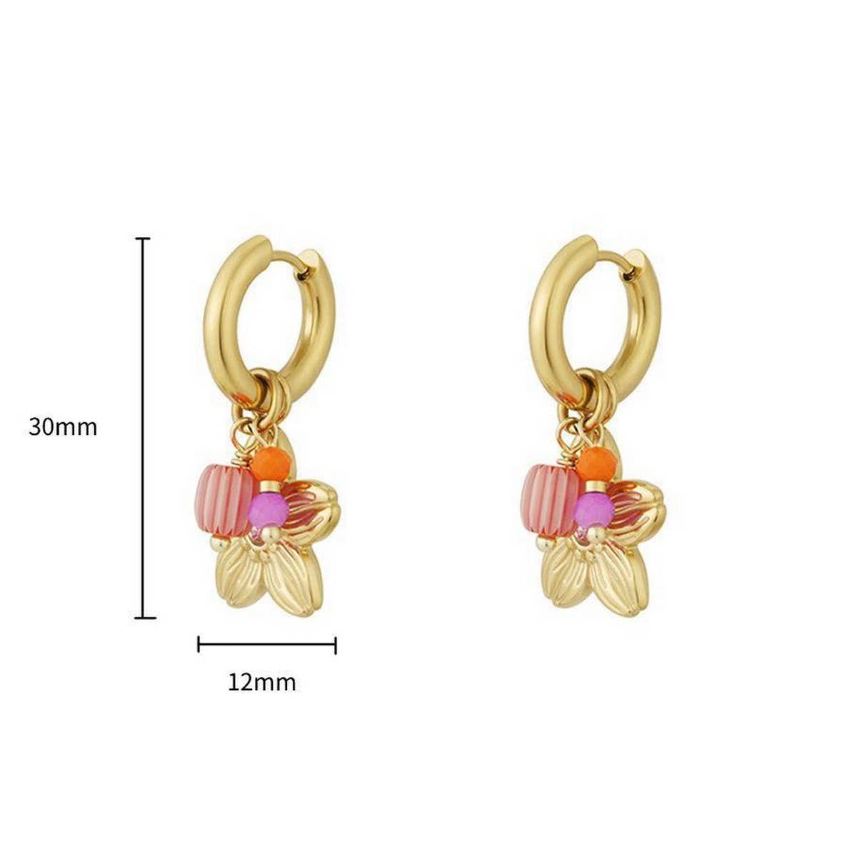 FASHION FLOWER GOLD STAINLESS STEEL STUD EARRINGS_CWAJE4992