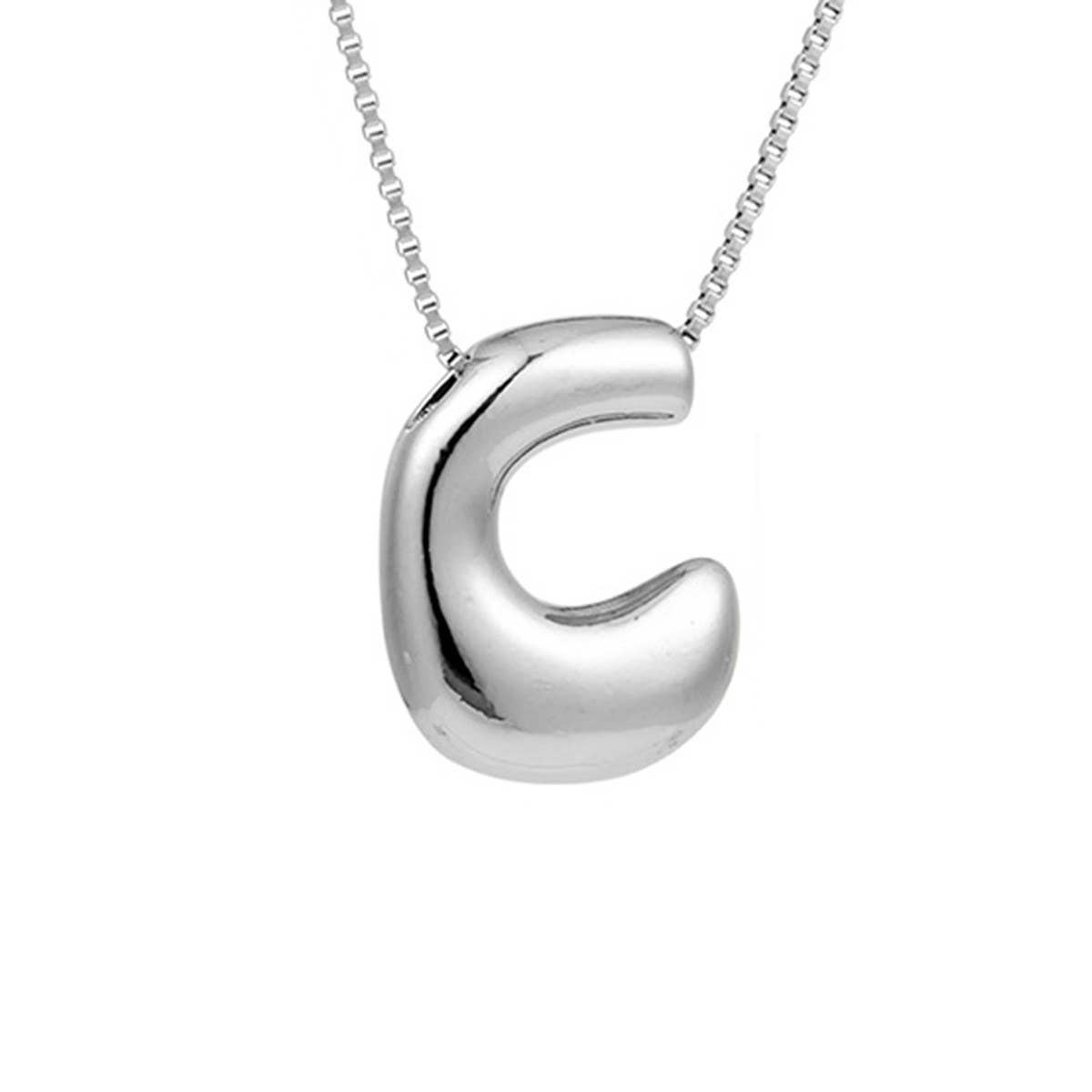 HIP HOP 26 LETTERS PENDANT NECKLACE SILVER CHAIN_CWMM5865