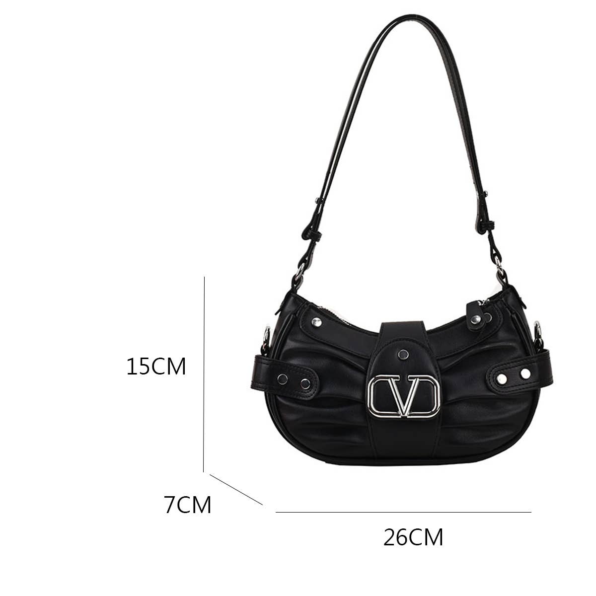 Fashionable Pleated Studded Shoulder Bag_Cwab1578