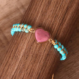 HEART SHAPED RHODONITE BRAIDED FRIENDSHIP BRACELET_CWAJE3956