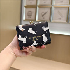 Cute Cartoon Cat Print Trifold Money Clip Wallet_Cwab06203