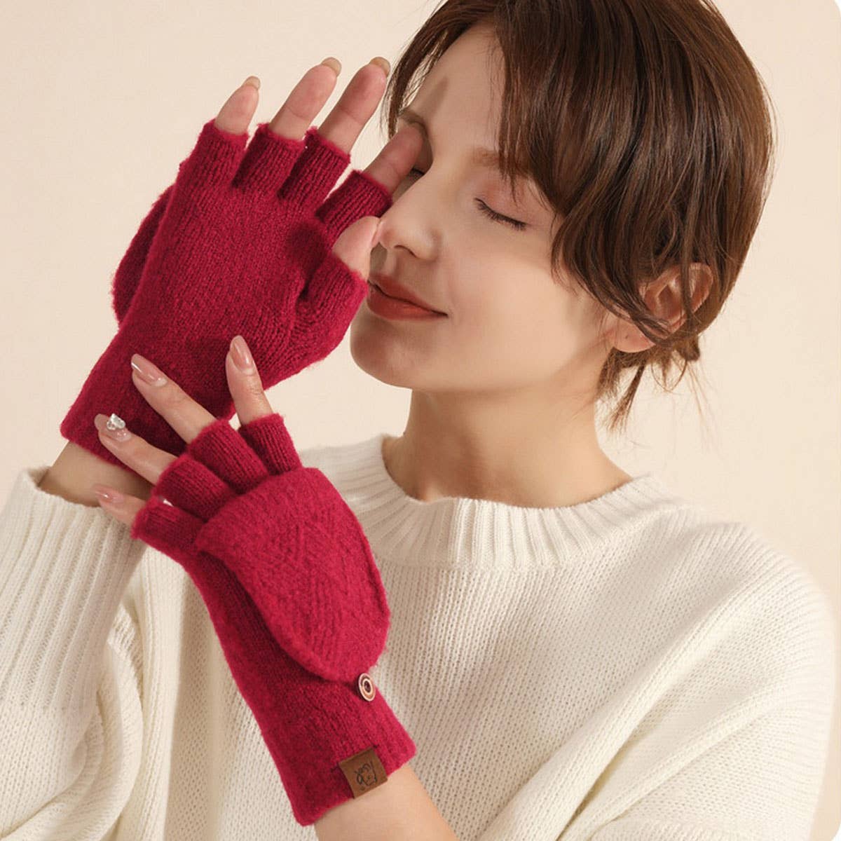Winter Cold Protection Warm Half Finger Gloves_Cwmm2884