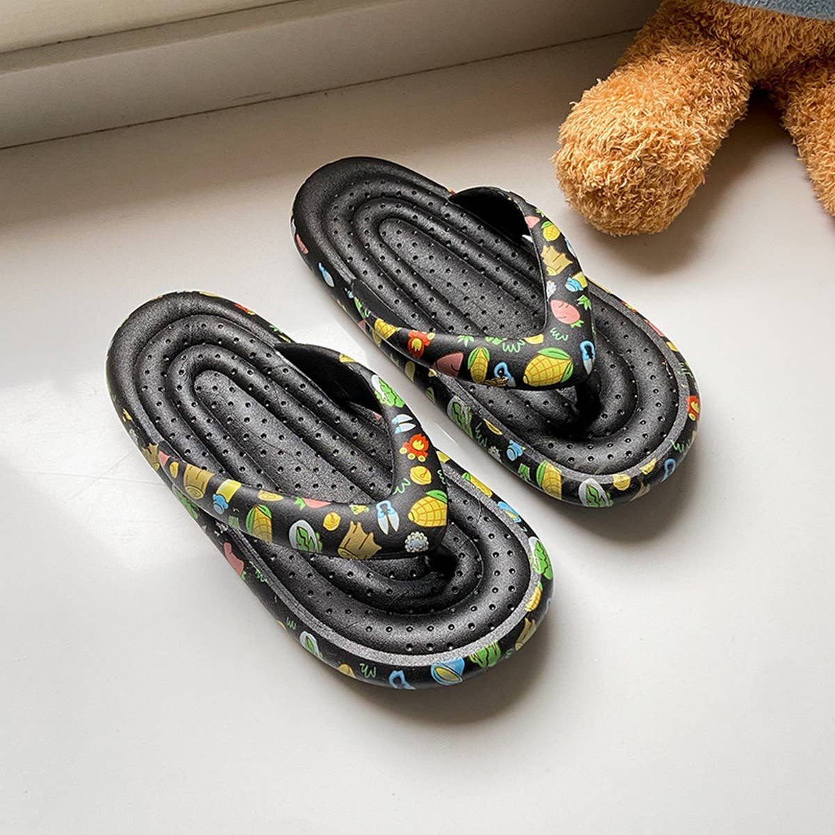 CARTOON FRUIT PATTERN BEACH FLIP FLOP SANDALS_CWSHS0678