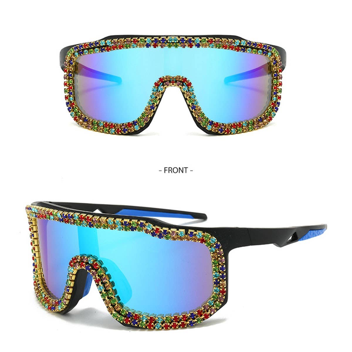 LARGE FRAME DIAMOND COLORFUL WINDPROOF SUNGLASSES_CWASG0841
