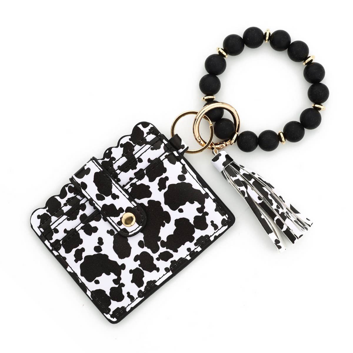 COLORFUL SILICONE BEAD COIN PURSE WITH COW KEYCHAIN_CWAB4952