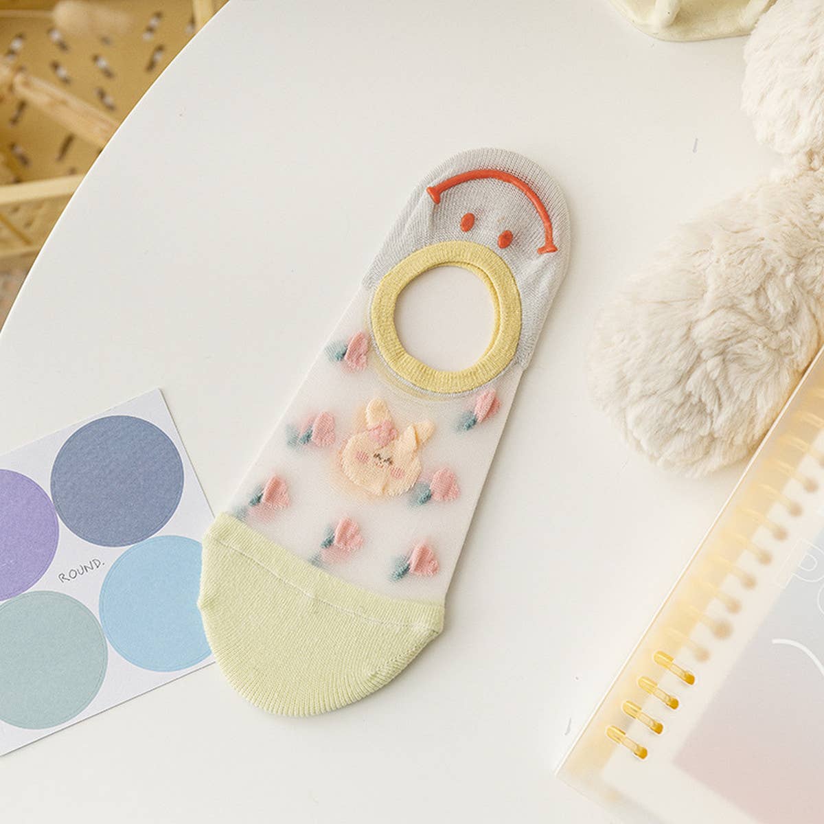 Women Floral Thin Breathable Shallow Socks_Cwms0433