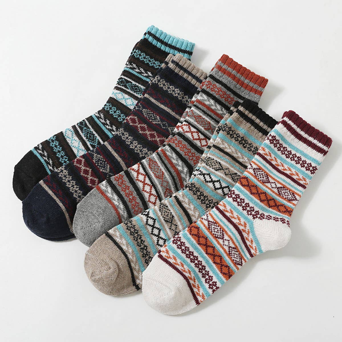5 PAIRS OF MEN WINTER THICK WARM MID TUBE SOCKS_CWMS0685