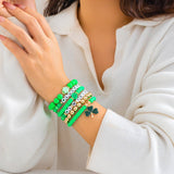 MULTI LEAF CLOVER LETTER SIMPLE BEADED BRACELET_CWAJE1475