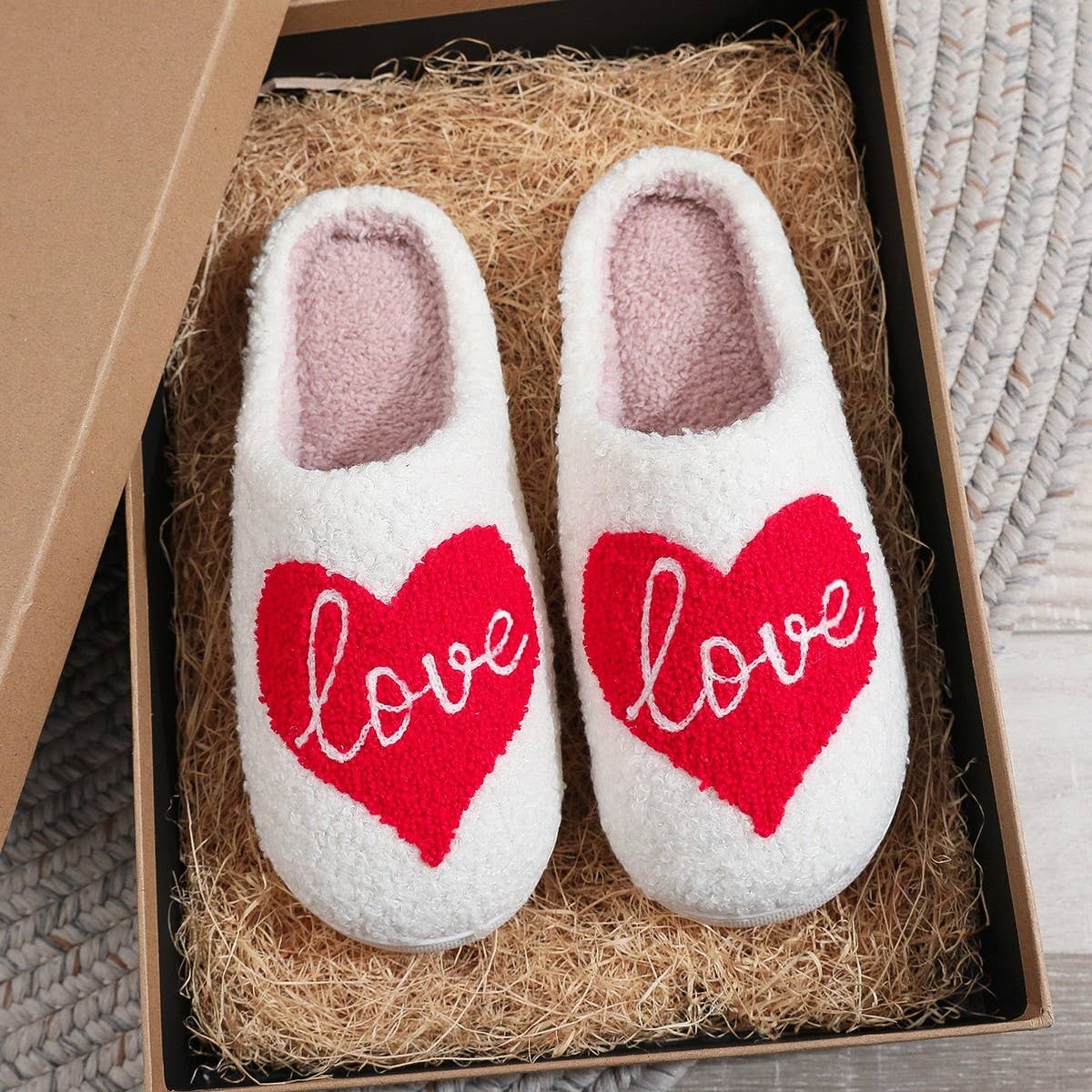Valentines Day Red Love Cotton Slippers