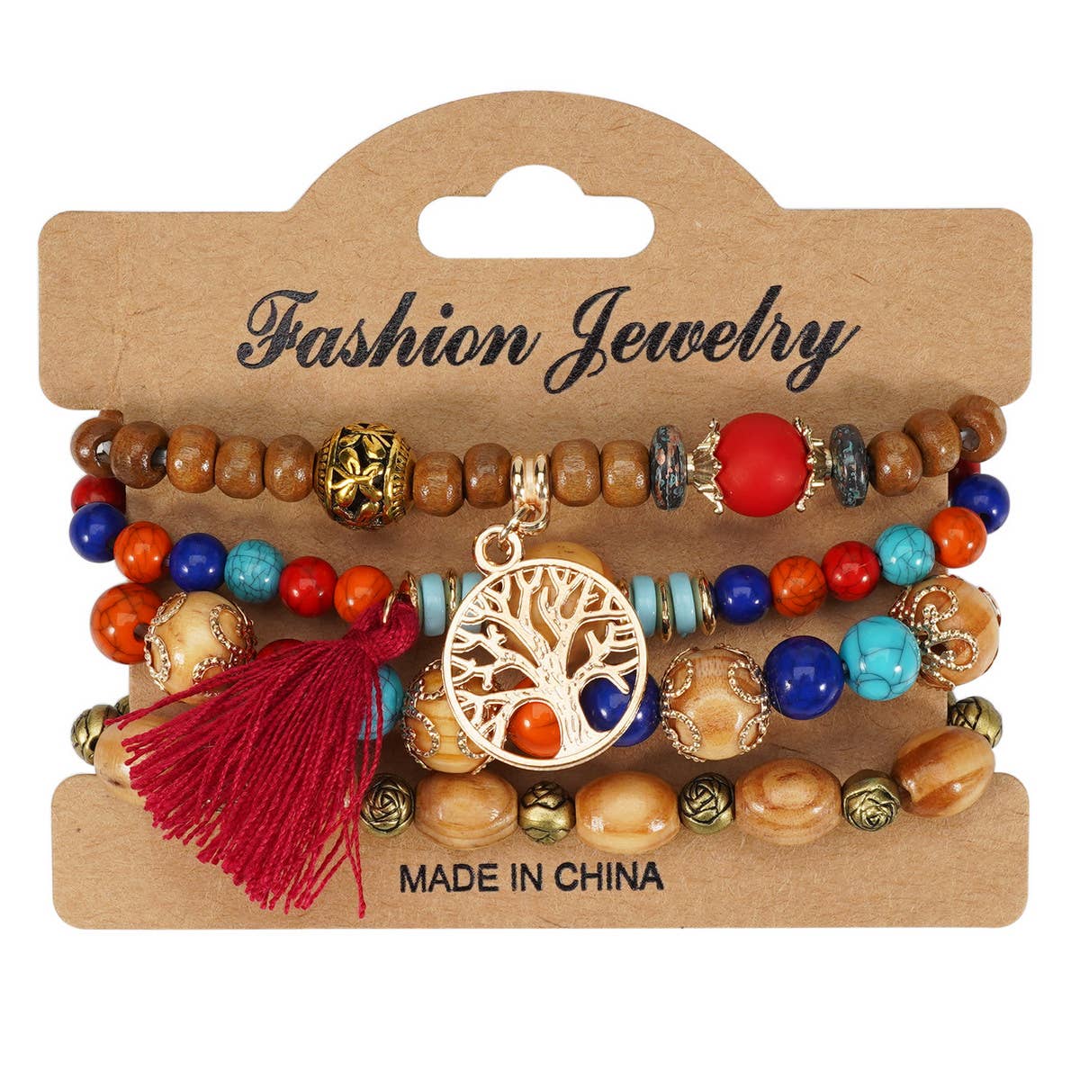 ROSE HANDMADE WOODEN BEAD BRACELET_CWAJE2204