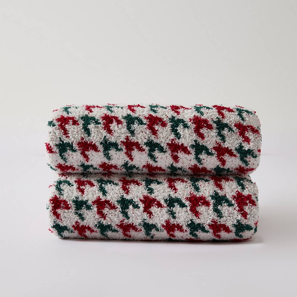 NEW RETRO CHRISTMAS HOUNDSTOOTH KNITTED BLANKET_CWMM2378