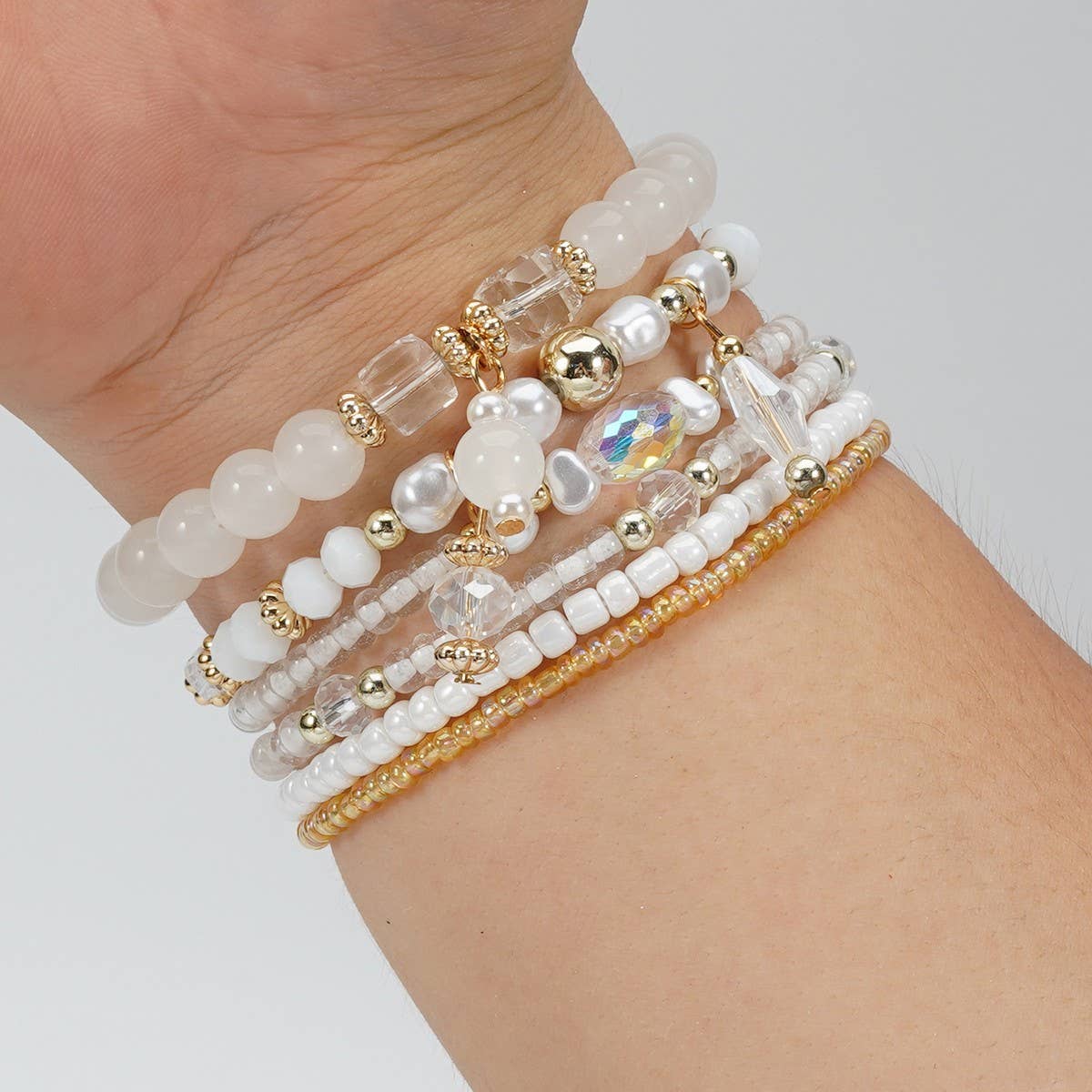 Cwaje05683_Boho Handmade Beaded Bracelet Set 6Pcs Women