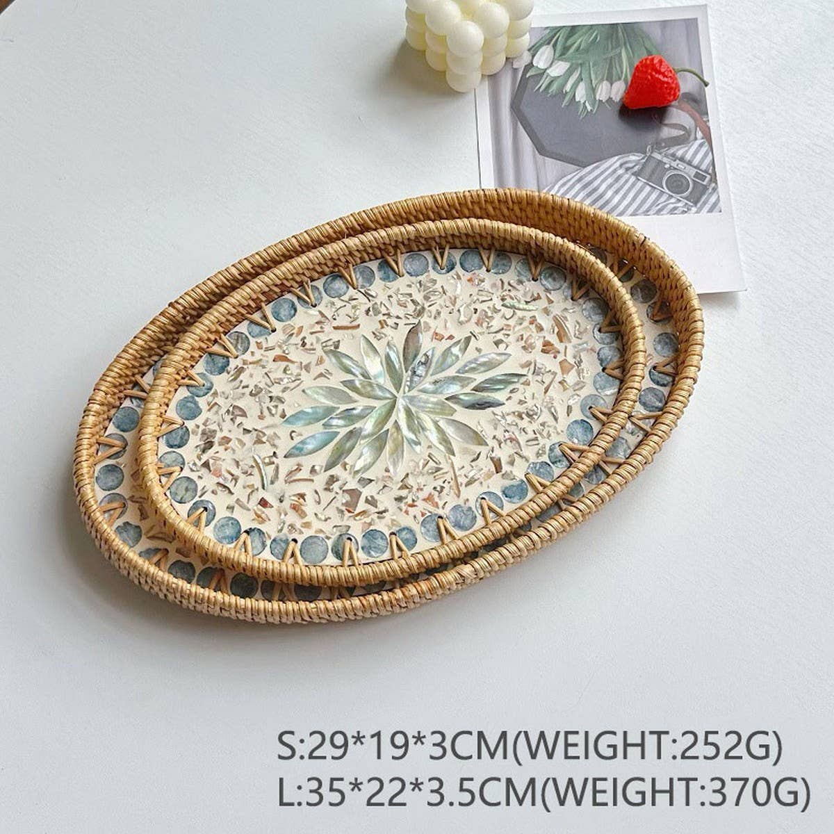 RATTAN SHELL ROUND PLATE THREE PIECE SET_CWMM4496