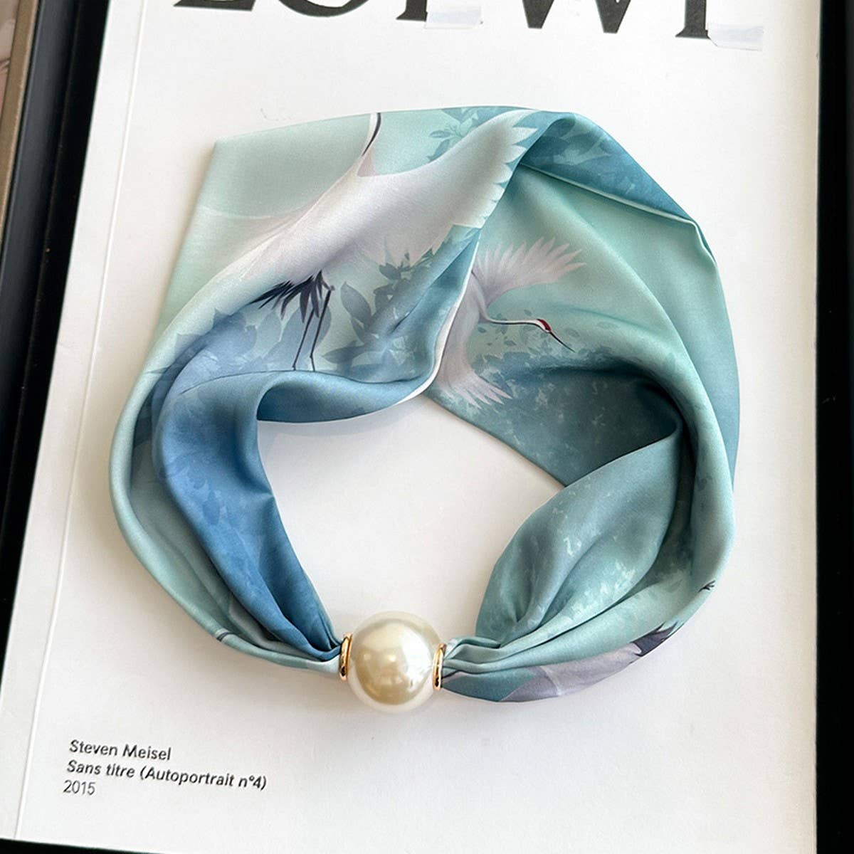 Pearl Magnetic Skinny Silk Neck Scarf_Cwasc03931