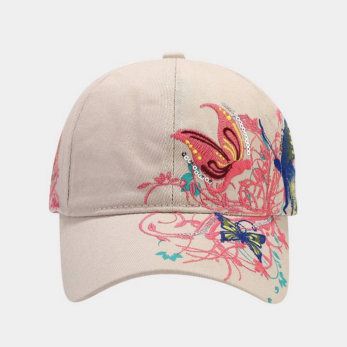 BUTTERFLY EMBROIDERY BASEBALL CAP WOMEN S SUN HAT CWAH1648