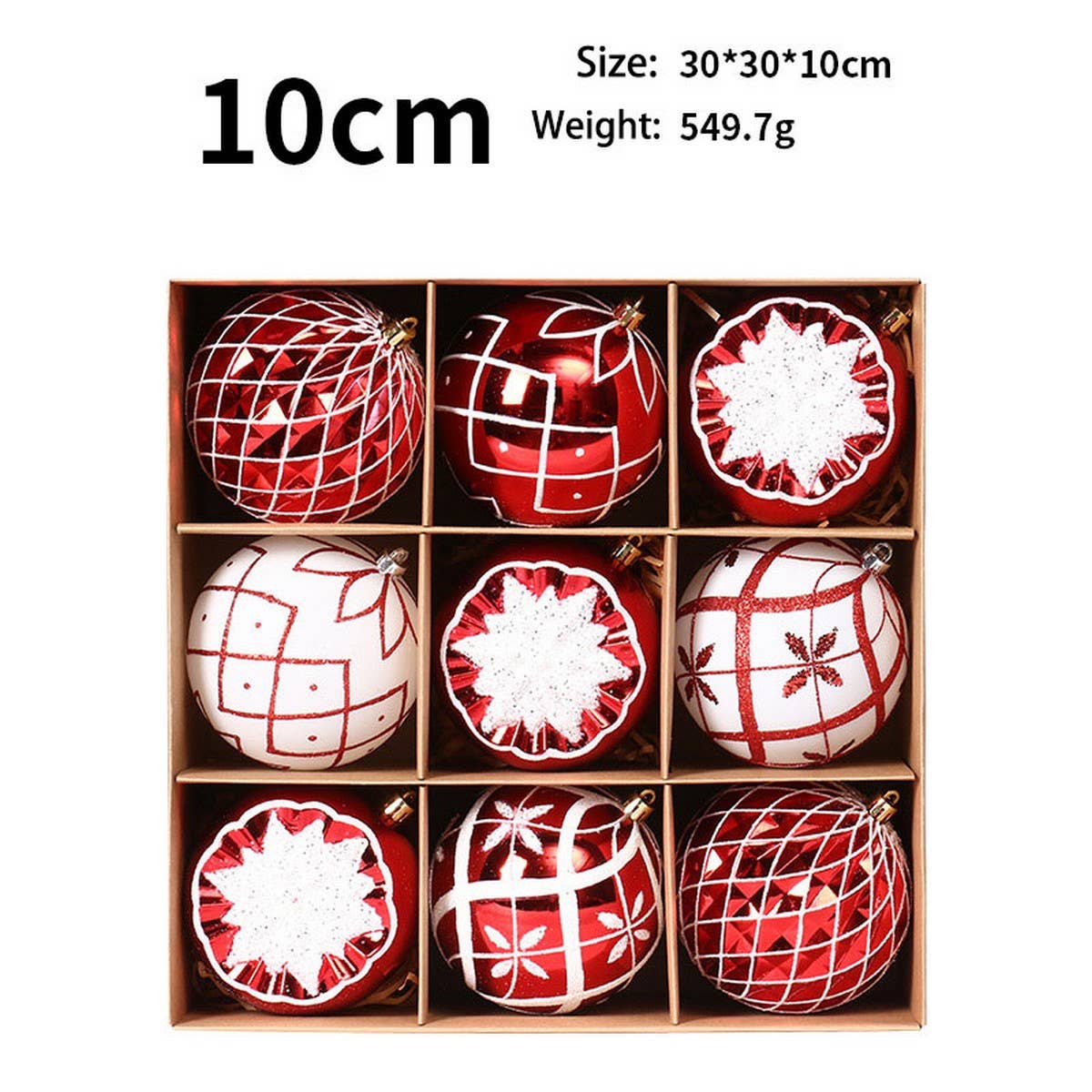 CHRISTMAS ORNAMENTS 10CM PAINTED BALL SET DECOR_CWMM9890