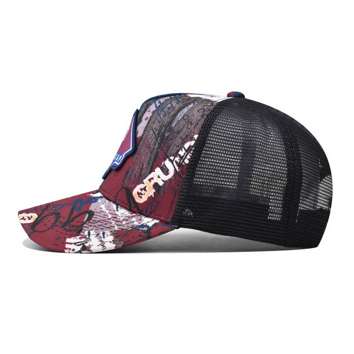 Vintage Letter Patch Graffiti Trucker Hat_Cwah1369