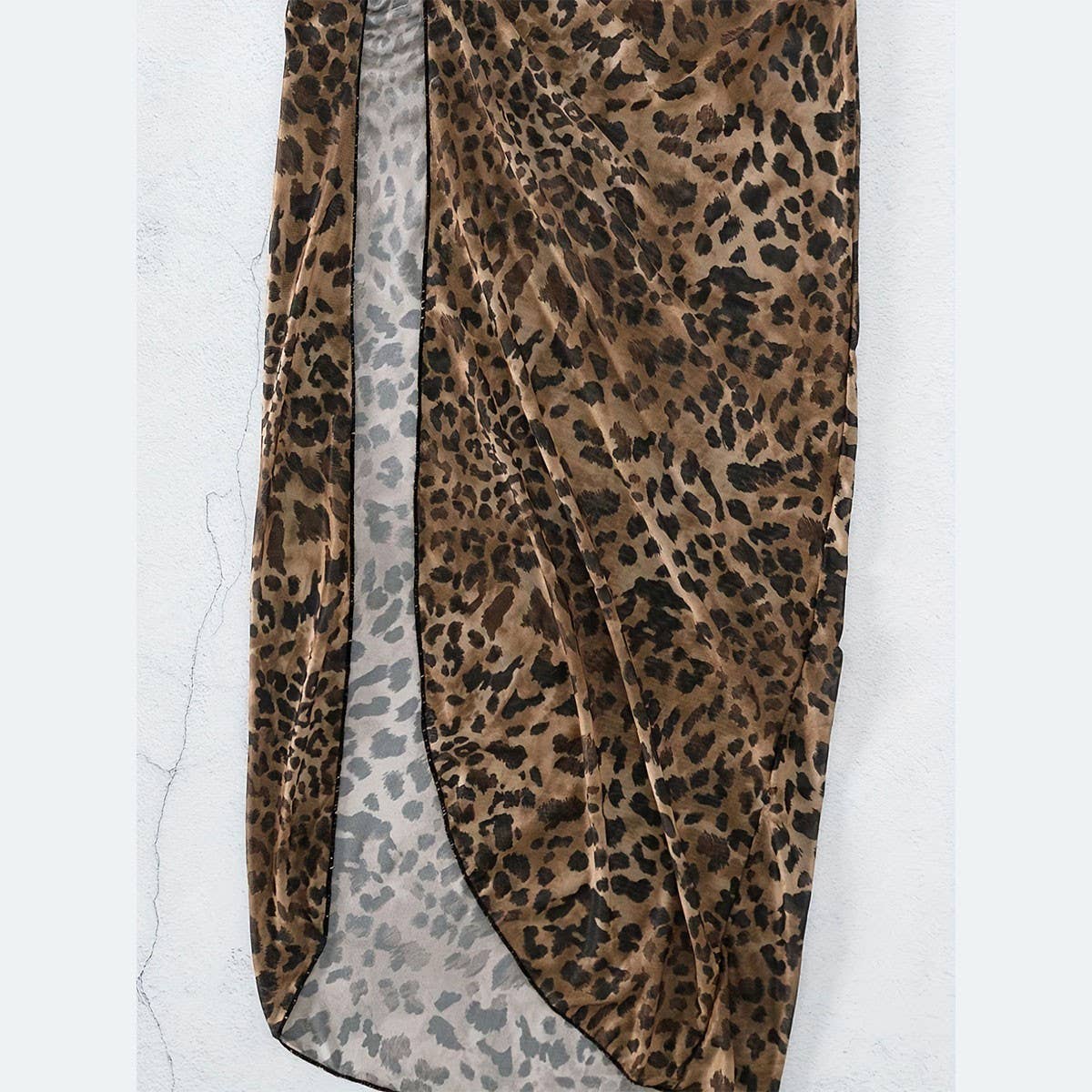 LEOPARD PRINT SLING BEACH SKIRT WITH HIGH SLIT_CWBLS0487