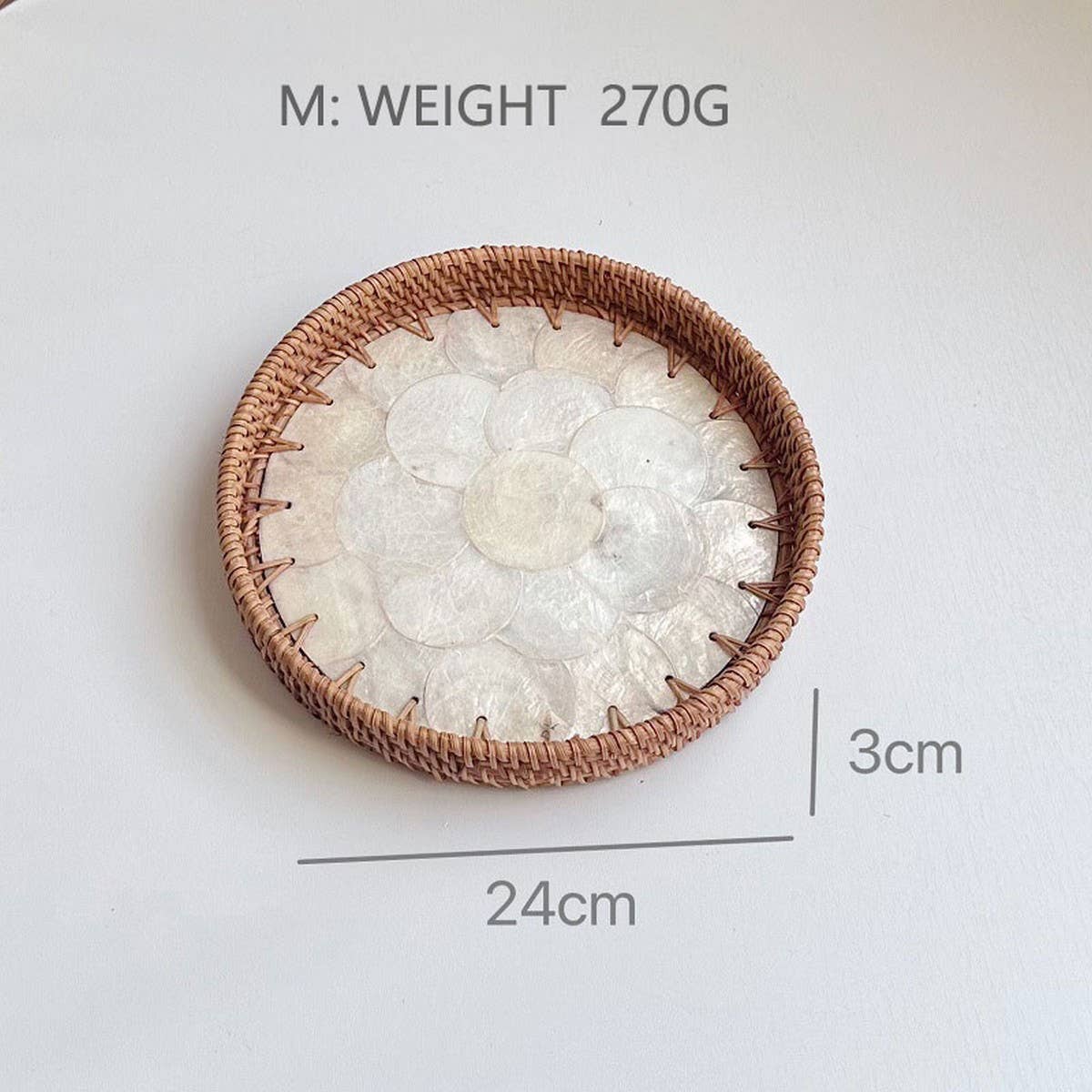 RATTAN COLORFUL SHELL CREATIVE HANDMADE FRUIT PLATE_CWMM4484