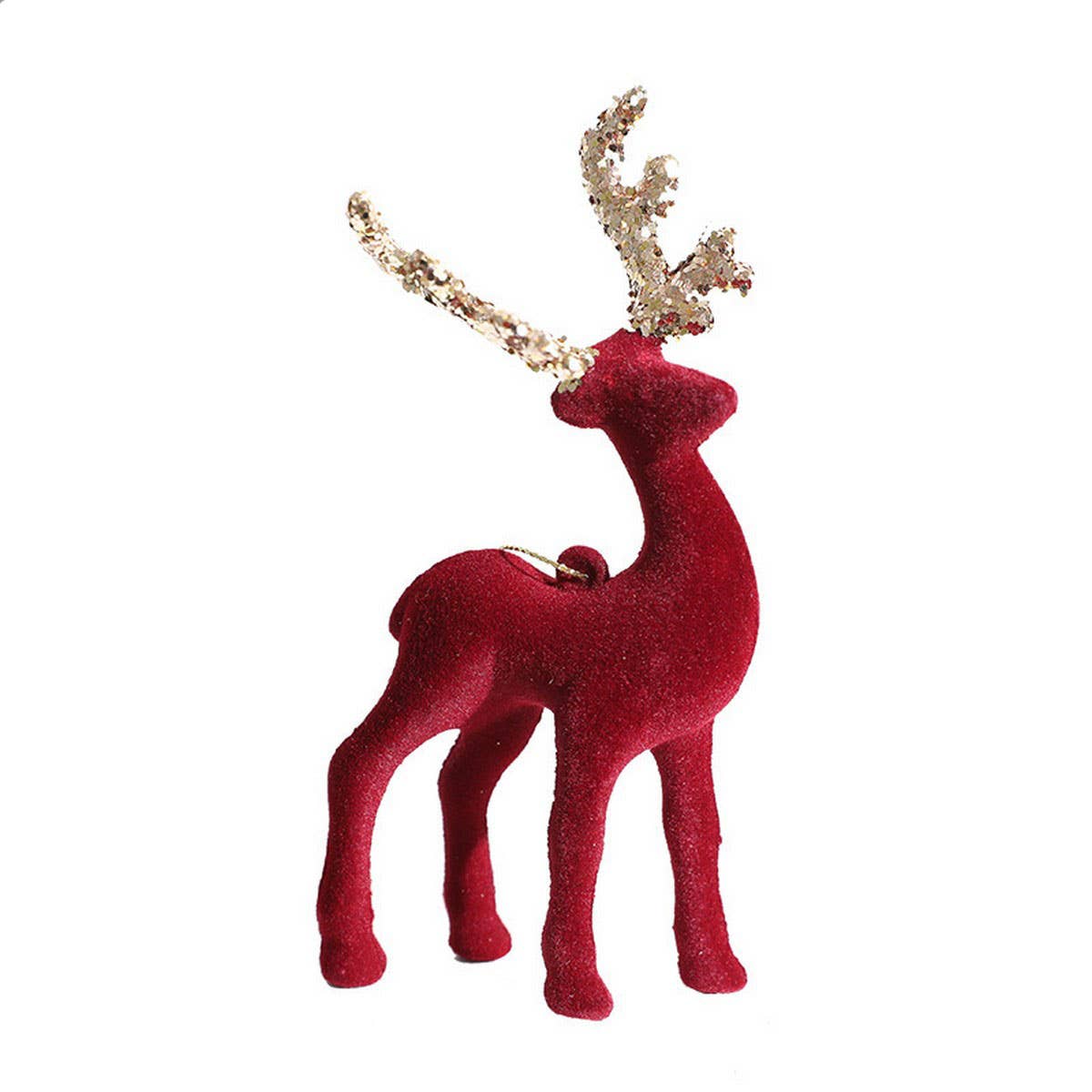 PLASTIC FLOCKED REINDEER GLITTER XMAS TABLE DECOR_CWMM9692
