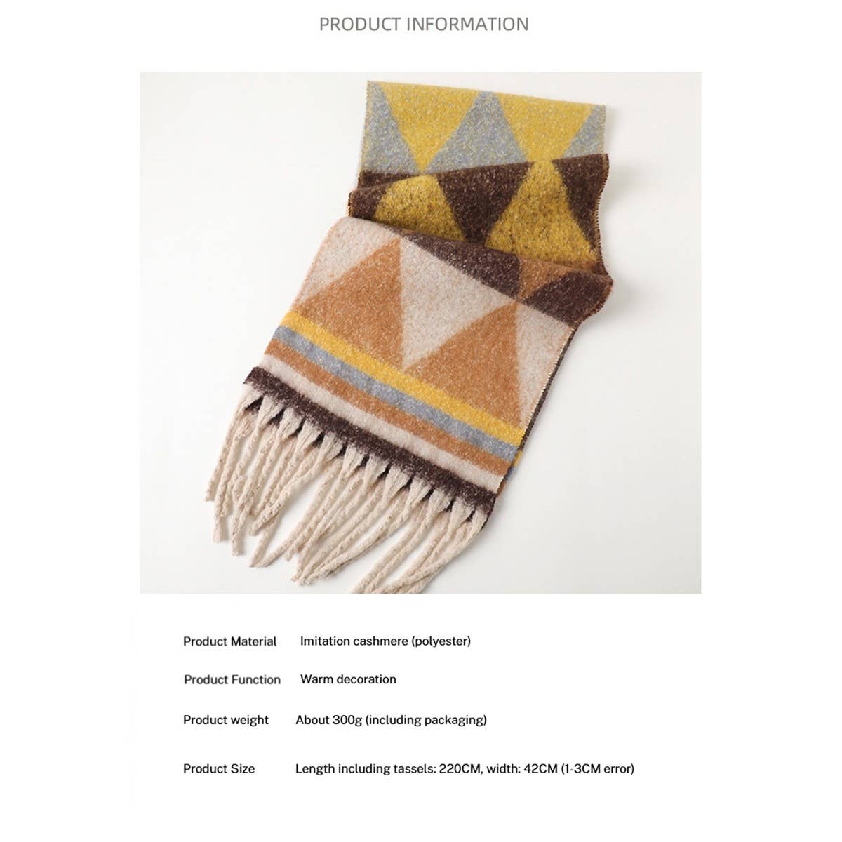 MODERN COMMUTER TRIANGLE FRINGE WINTER SCARF_CWASC2740