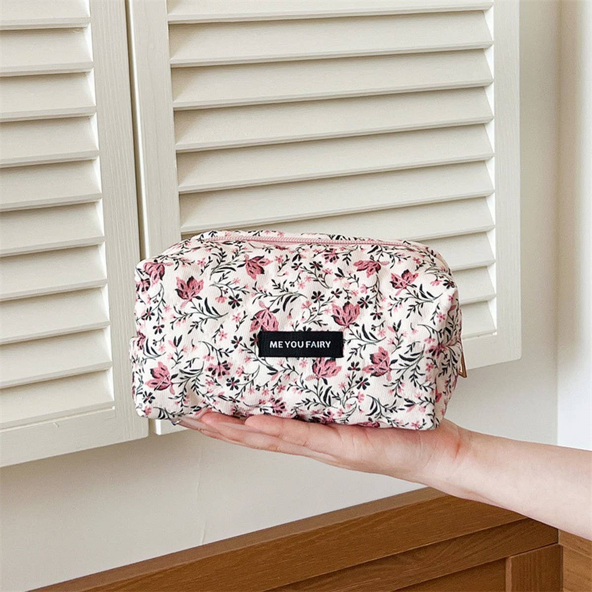 Floral Cotton Makeup Bag Large Travel Hand Pouch_Cuab00721