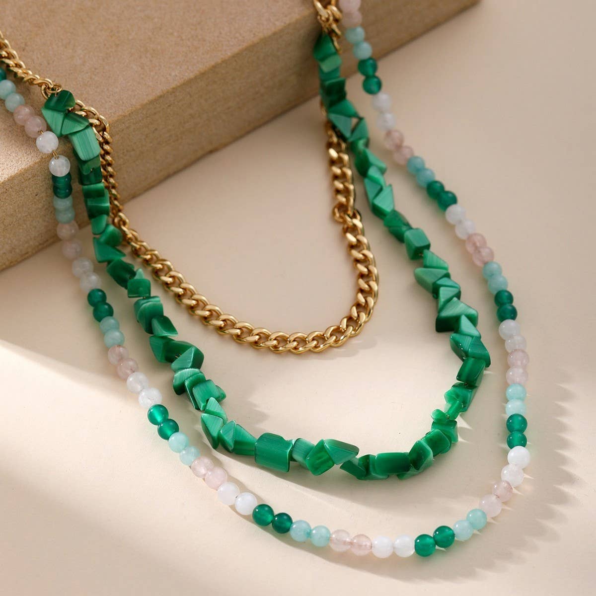 18K GOLD IRREGULAR NATURAL STONE NECKLACE_CWMM3635