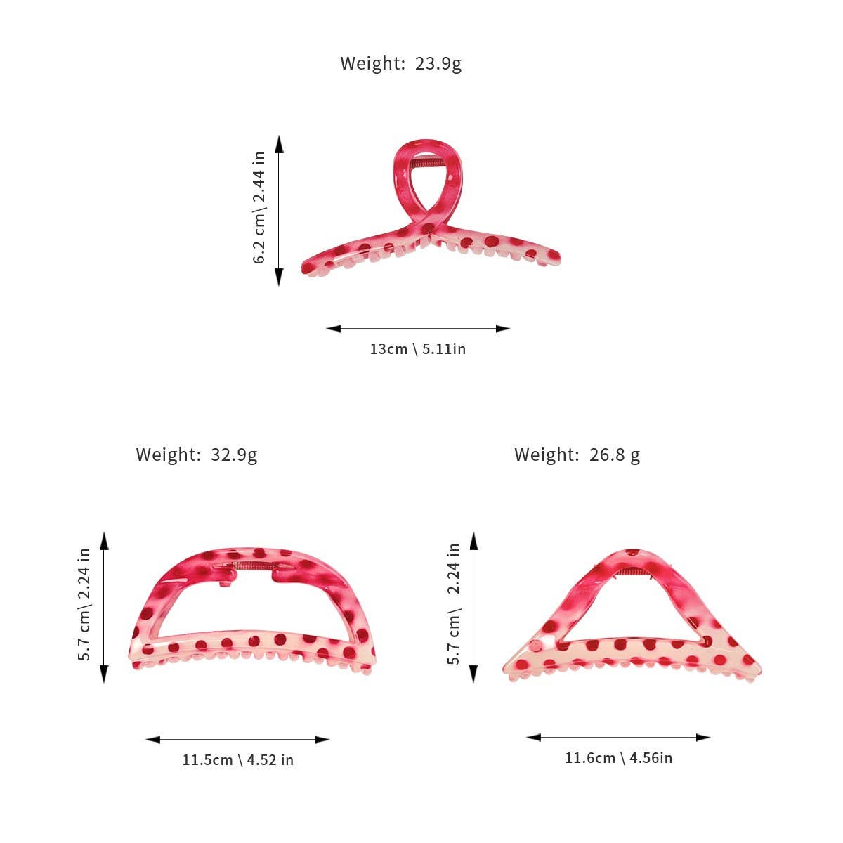 PINK POLKA DOT HOLLOW HAIRPIN SIMPLE STUDENT_CWAHA2077