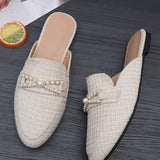 FASHION CASUAL PEARL FLAT BOTTOM MULES_CWSHF0039