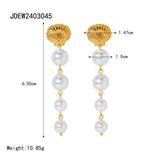 PERSONALIZED 18K GOLD SHELL PEARL TASSEL EARRINGS_CWASC1667