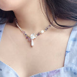 NATURAL STONE PEARL FRENCH NECKLACE BRACELET_CWAJE1693