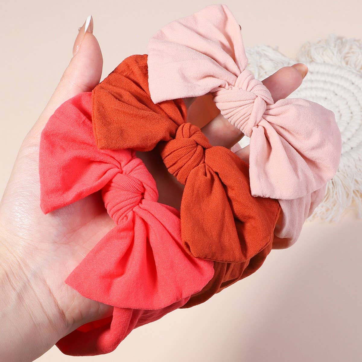 BABY BOW HEADBANDS SET SOFT NYLON WIDE BAND_CWAHA6750