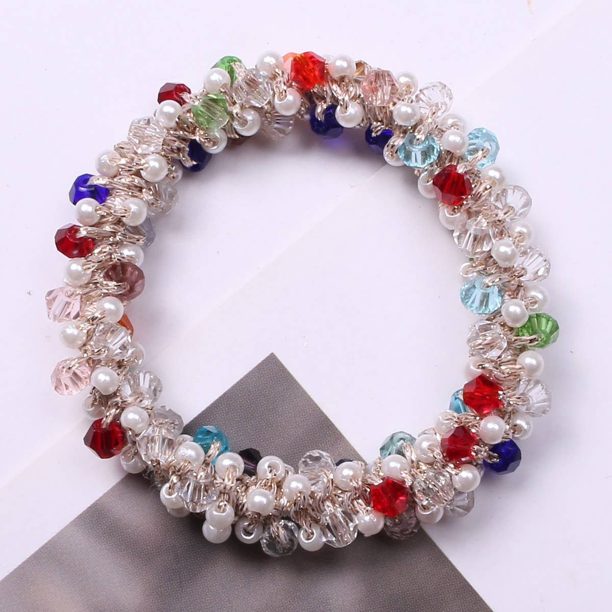 MINIMALIST PEARL CRYSTAL HAIR TIE STYLISH PONYTAIL_CWAHA6769