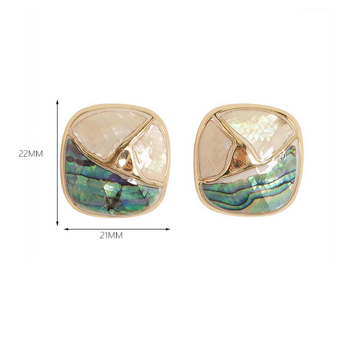 CONTRAST COLOR GEOMETRIC ABALONE OIL DROP EARRINGS_CWMM4293