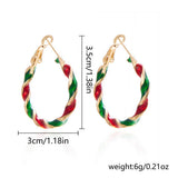 Cwaje2513_Christmas Colorful Spiral Geometric Hoop Earrings