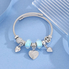 ELEGANT ALLOY COUPLE BRACELET WITH CRYSTAL PENDANT_CWMM8479