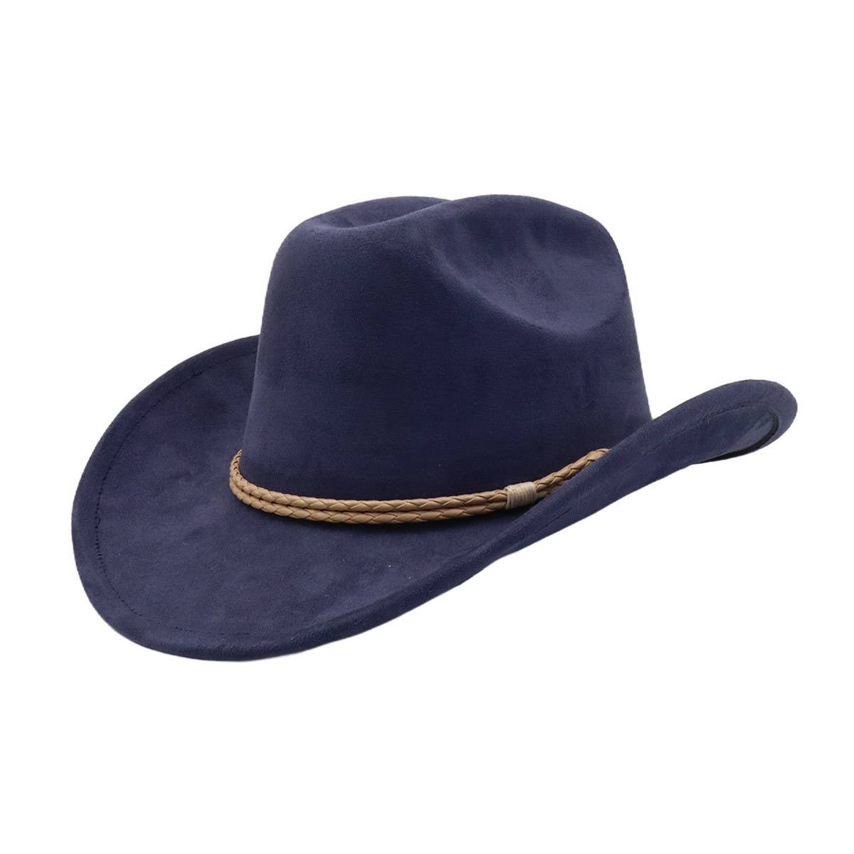 Western Ethnic Suede Cowboy Jazz Fedora Hat_Cwah04504