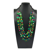 HAND WOVEN COCONUT SHELL WOOD ROUND BEAD NECKLACE_CWMM4555