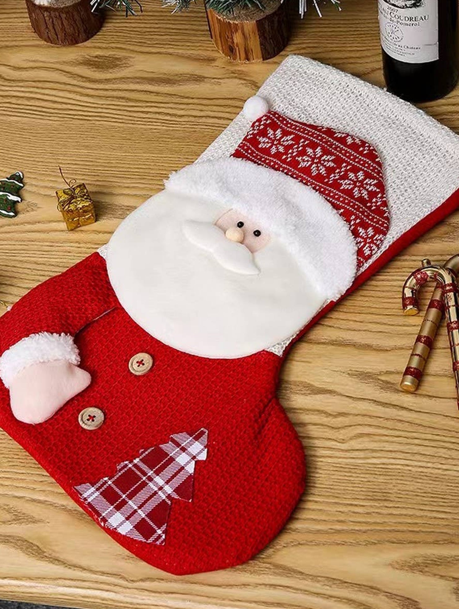 SEQUINED 3D SANTA CLAUS CHRISTMAS STOCKINGS_CWMS1424