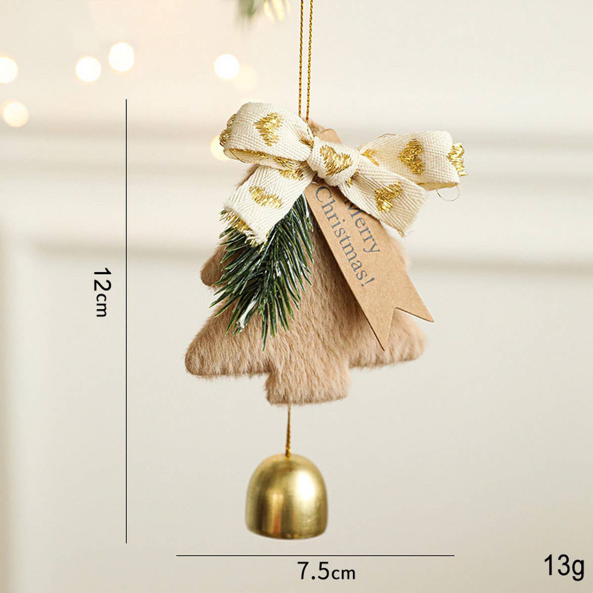 PLUSH METAL BELL CHRISTMAS TREE HANGING ORNAMENT_CWMM9751