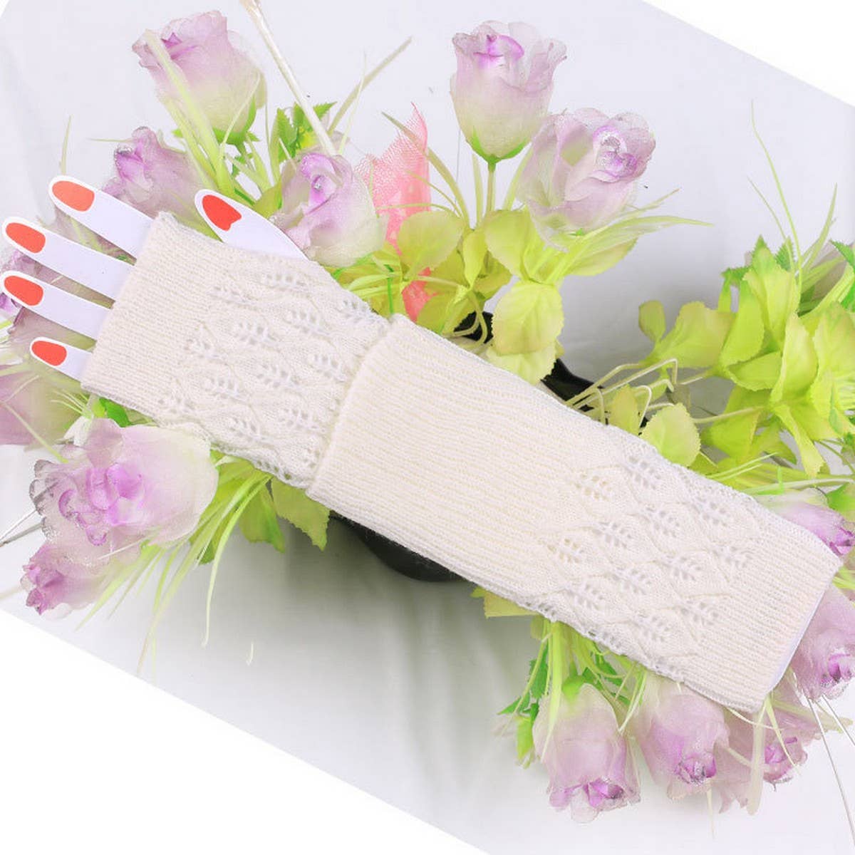 KNITTED HOLLOW OUT LONG OPEN TOE GLOVES_CWAG0037