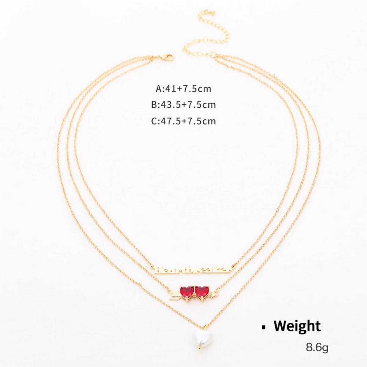 HEART SHAPED ZIRCONIUM INLAID MULTI ROW NECKLACE_CWAJE2927