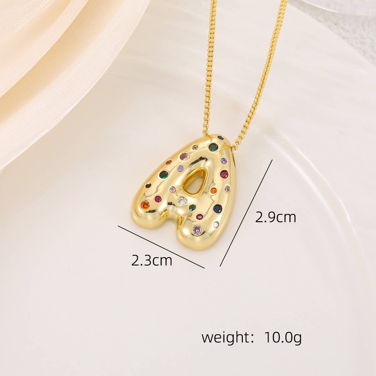 CREATIVE GLOSSY COLORFUL LETTER PENDANT NECKLACE_CWMM5877